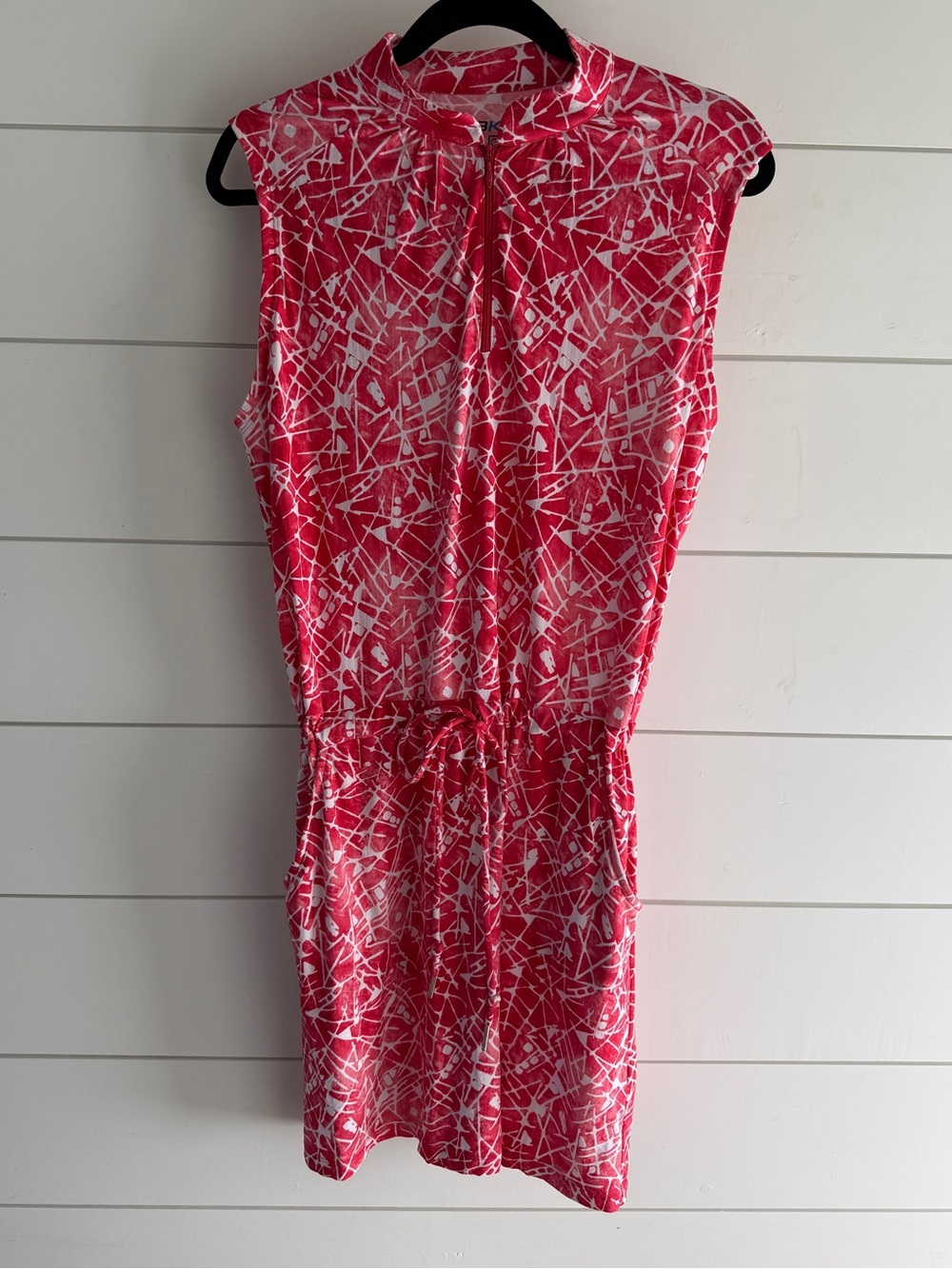 IBKUL Red & White Sleeveless Drawstring Mini Dress